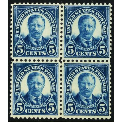 557, Mint VF NH 5¢ Block of Four Stamps CV $140.00 - Stuart Katz