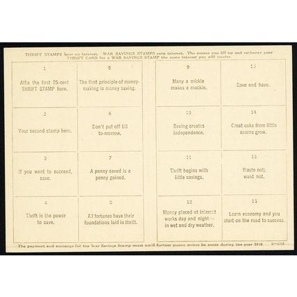 1917 Unused Thrift Card For WS1 Stamps * RARE! * Stuart Katz