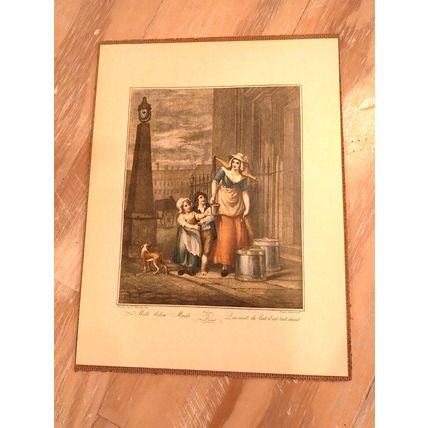 Francis Wheatley Cries of London Milk Below Maids Antique Art Print - No Frame