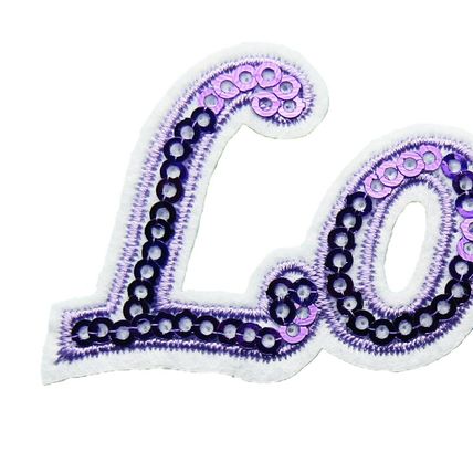 Love Bright Purple Sequin Iron On Patch Badge Badges Logo Motif 3.5 X 8.8CM P597