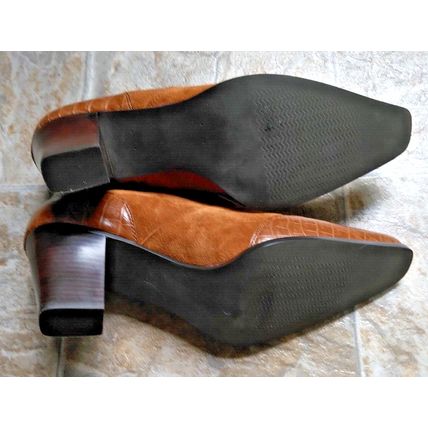 Women's Sandler of Boston Brown Shoes 10M Croc Leather & Suede 3" Heel Shootie