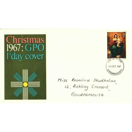 1967 Christmas, 4d, Bournemouth Postmark, UK, GPO FDC