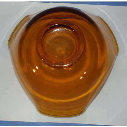 Vintage Indiana Glass Amber Tri-Top Salad Serving Bowl MCM 5.25" High 9" Wide
