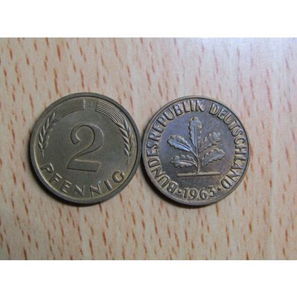 1963j 2 Pfennig Germany Coin