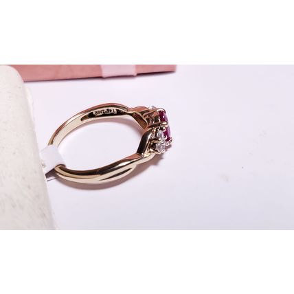 Estate .70ctw Oval Ruby & Rd White Sapphire Infinity Sides 14Kt Y/Gold Ring20994