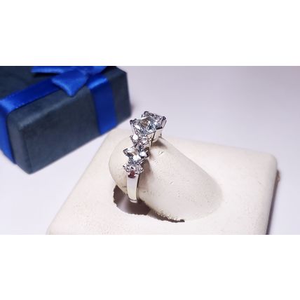 Estate 2.0ctw Natural Princess angled Aquamarine & Wht Topaz 10Kt W/G Ring#21045