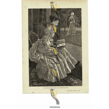 Watching 2 Figures Pace Outside, Gunning King, Book Illustration (Print), 1884