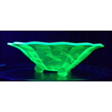 Rare Uranium Glass Art Deco "Mathilde" Bowl Walther & Sohne.