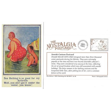 Postcard Sea Bathing Arthritis Donald McGill Seaside Holiday Cartoon - Nostalgia