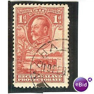 Bechuanaland KGV 1932 1d Scarlet Used SG 100 Baobab tree cattle drinking stamp