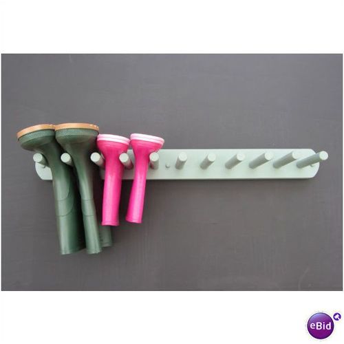 SAGE / SEAGRASS HANDMADE 5 PAIR WOODEN WALL WELLY BOOT RACK / WELLINGTON HANGER