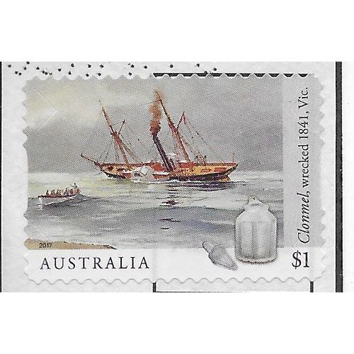 AUS 2017 $1.00 (S/A) 'SHIPWRECKS -CLONMEL' ON PAPER FINE USED (EBID25-860)