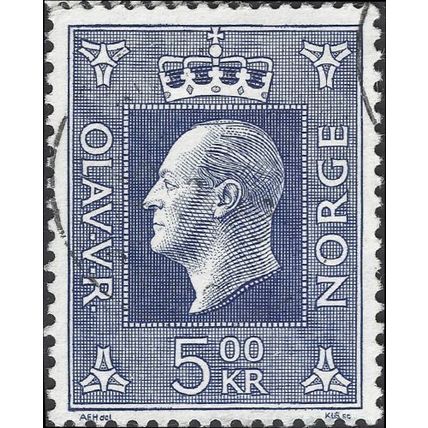 NORWAY, King Olav V, blue 1970, 5Kr, #3