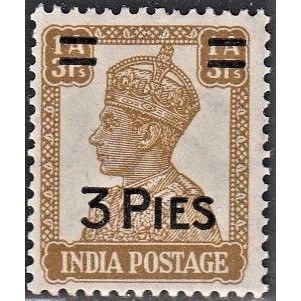 India, 1946 3p George VI ovpt., SG 89 (Scott #199), mint hinged