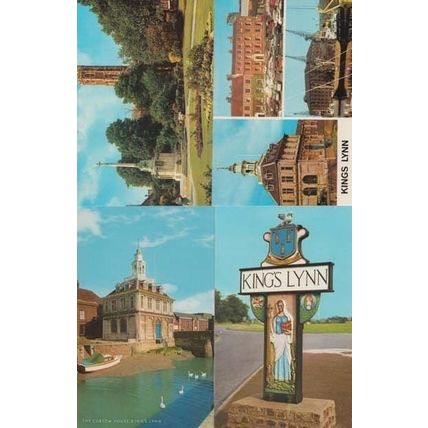 Kings Lynn Sign Custom House Greyfriars Tower Boat Ship 4x MINT 1970s Postcard s