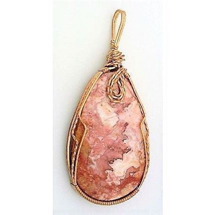 Crazy Lace Jasper Bronze Wire Wrap Gemstone Pendant 22