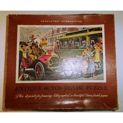 VTG Jaymar Antique Autos Jigsaw Puzzle Hudson Locomobile Franklin Lincoln Ethyl