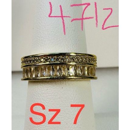 Ring Bomb Party Sz7 RBP Full Wrap Flush Gems Yellow Gold P Band Costume Jewelry