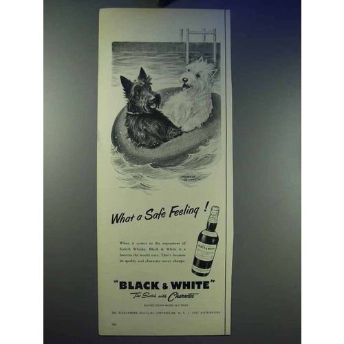 1956 Black & White Scotch Ad - What a Safe Feeling!