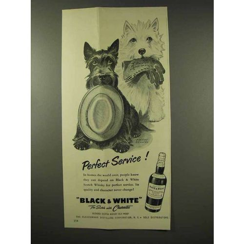 1956 Black & White Scotch Ad - Perfect Service