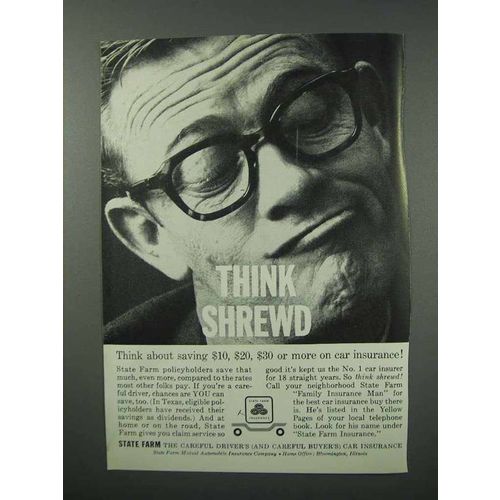 1960 State Farm Insurance Ad - Think Shrewd!
