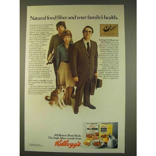 1976 Kellogg's All-Bran & Bran Buds Cereal Ad - Natural
