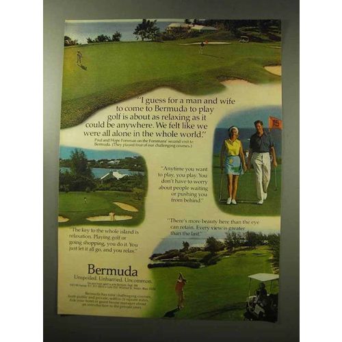 1977 Bermuda Tourism Ad - Man and Wife Play Golf