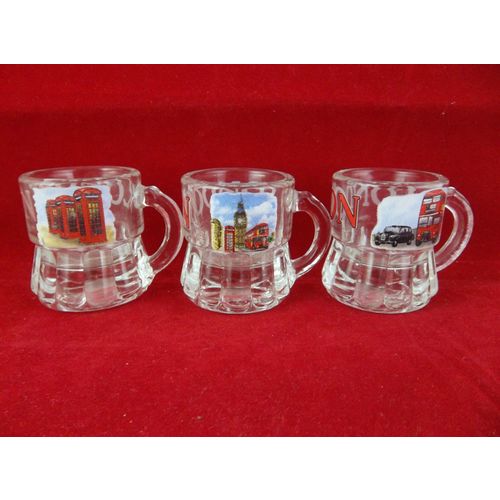 Lot Of 3 London England Jigger Shot Glasses Bus Phone Booth