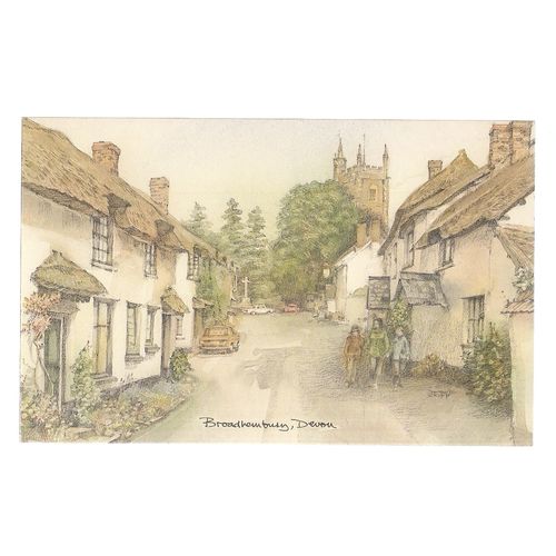 BROADHEMBURY, Devon. unused postcard from a David Skipp watercolour =