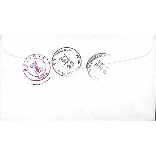 Canada Coil Strip of 4 x 2 1975 REGISTERED Montreal Station #8 Quebec to USA