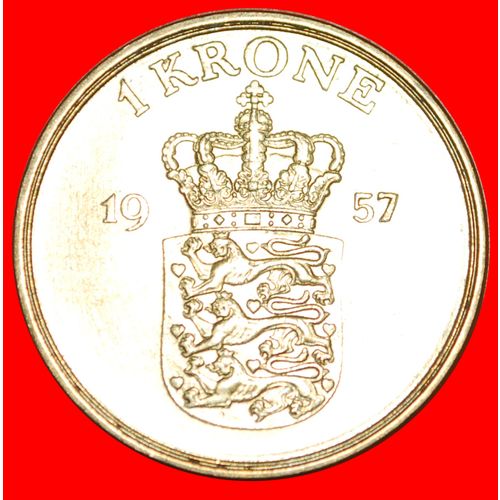 BRONZE (1947-1960): DENMARK ★ 1 CROWN 1957 MINT LUSTER! LOW START ★ NO RESERVE!