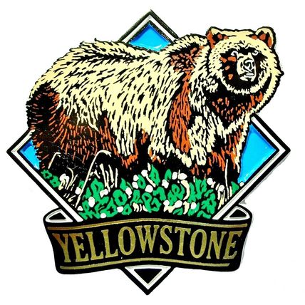 Yellowstone National Park with Grizzly Bear Fridge Magnet