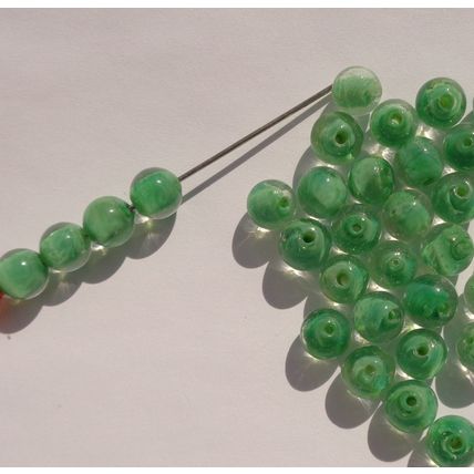 25 Vintage Green Glass Givre Round Beads 8mm Crafting Jewelry Making bd096