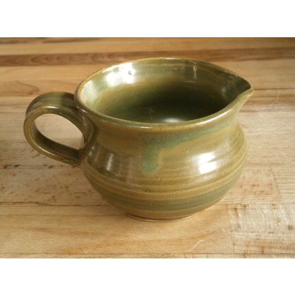 Olive Green Studio Pottery Milk Jug - Stamped