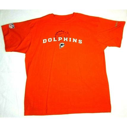 Miami Dolphins NFL Reebok Orange T-shirt Size L (T7J)