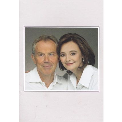 Cherie Tony Blair Labour MP Leader Hand Signed Card & Photo Set