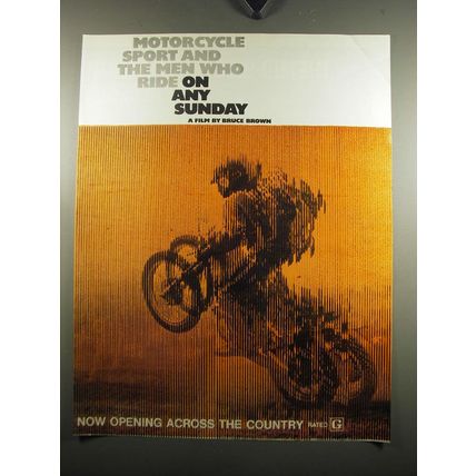 1971 On Any Sunday Movie Ad - Motorcycle sport and the men who ride
