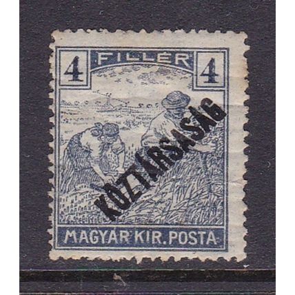 HUNGARY 1918 KOZTARSASAG WAR CHARITY OVERPRINT ON 4f HARVESTERS MINT SG284
