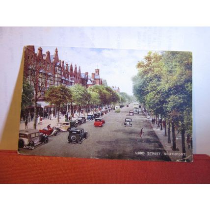 LORD STREET, SOUTHPORT, LANCASHIRE used vintage postcard 1948 pm =