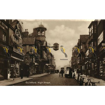 Guildford High Street, Surrey, Rare RP, Taped On Back For Crack, Postcard