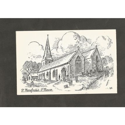Postcard Cornwall St Minver St Menefredas Church