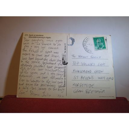 AGULO, LA GOMERA, CANARY ISLANDS , SPAIN used postcard 1992 pm =