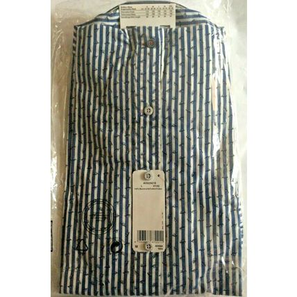 Olymp Casual 100% Cotton Men's Blue / White Striped L/S Shirt 43 / 44 cm (XL)