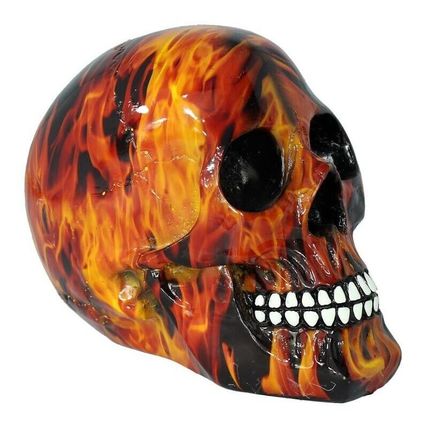 Inferno 19cm Skull sculpture figurine flame design