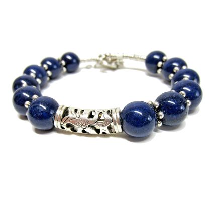 Beautiful Tibetan Silver Bracelet Blue Lapis Beads Tibetan Bangle Bracelet Gift
