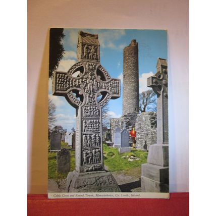 MONASTERBOICE, Co. LOUTH, IRELAND. used postcard by John Hinde 1974 pm =