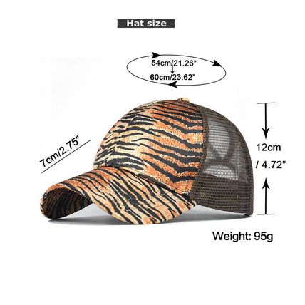Ladies High Bun Hat Cotton Summer Sun Sport Ponytail Leopard Baseball Cap