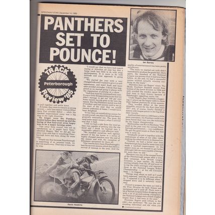 Speedway Star magazine : December14, 1985. Cradley Heath & Peterborough reviews.
