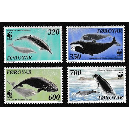 Faroe Is. WWF North Atlantic Whales 4v 1990 MNH SG#196-199 MI#203-206 Sc#208-211