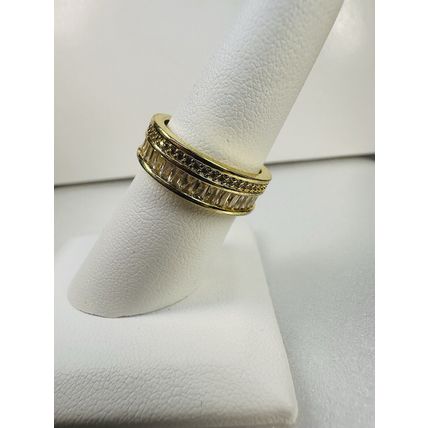Ring Bomb Party Sz7 RBP Full Wrap Flush Gems Yellow Gold P Band Costume Jewelry